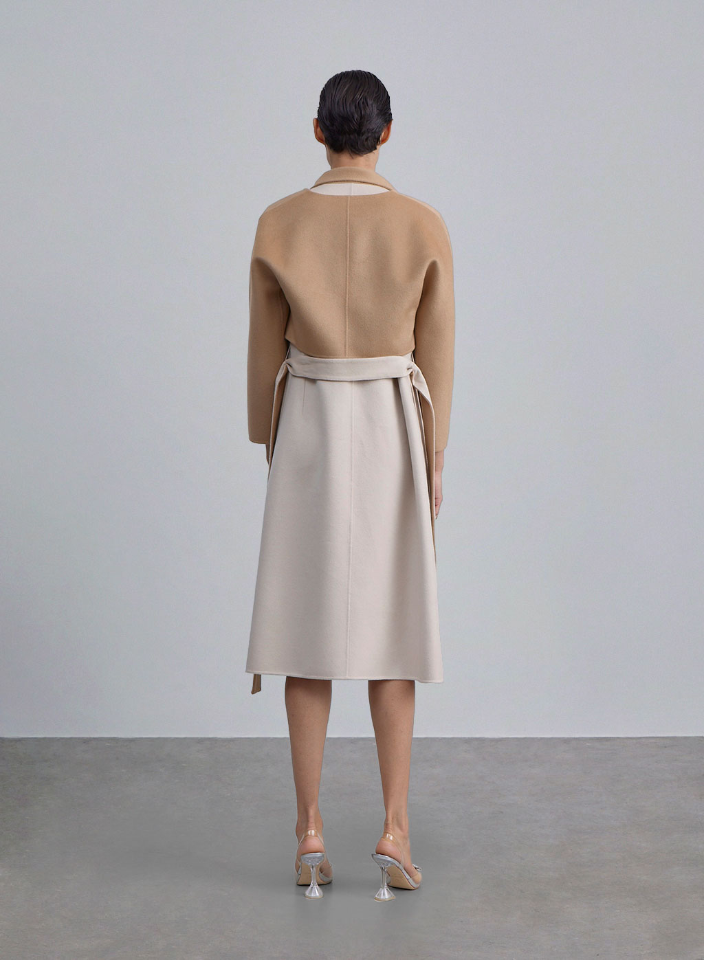 Contrast Two Piece Patchwork Wool Coat image 1