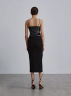 Sleeveless Faux Leather Slicing Dress image 1