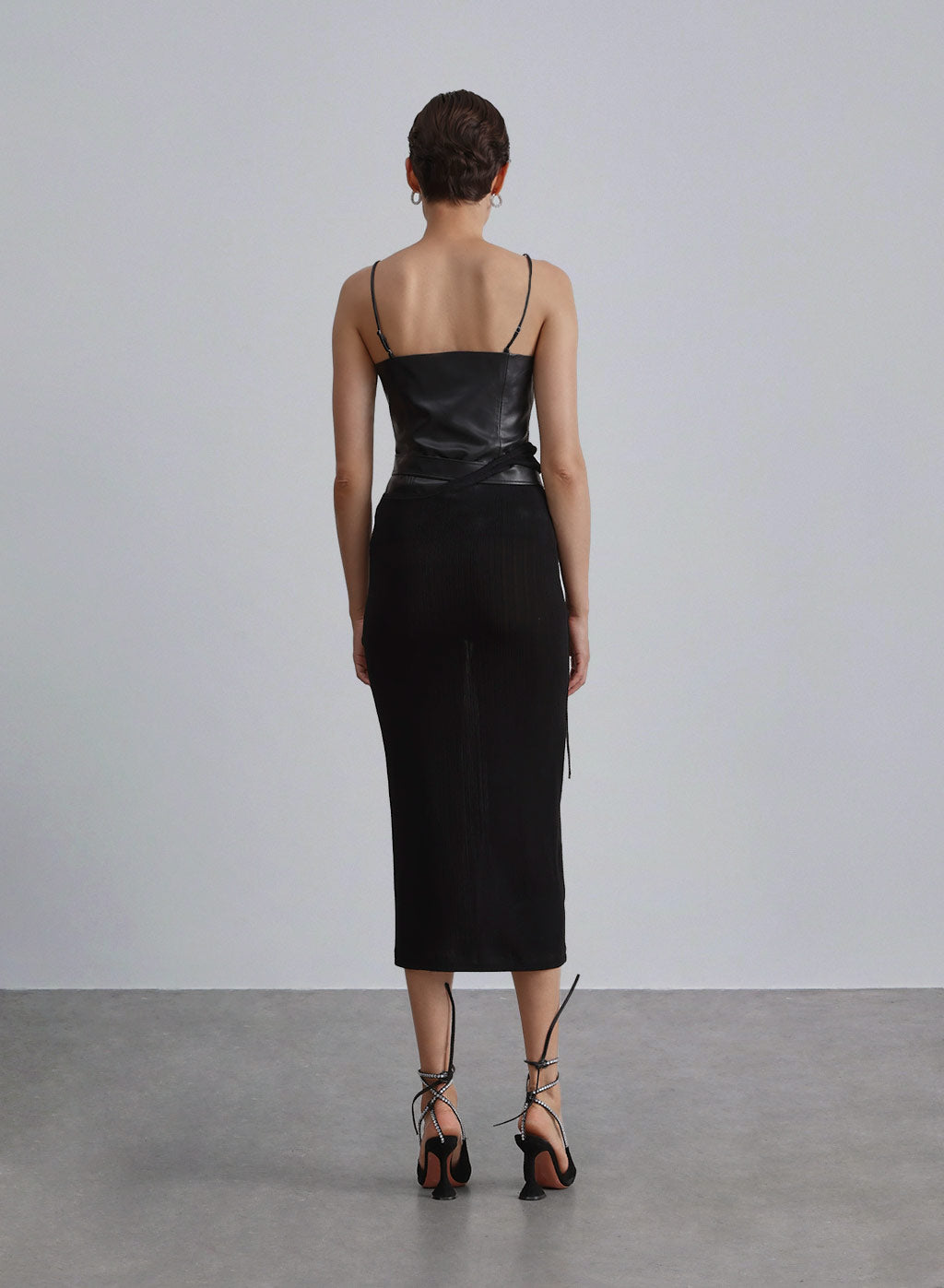 Sleeveless Faux Leather Slicing Dress image 1