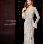 Temperament Banquet Ladies Sequined Annual Meeting Host Long Evening Dress image 3