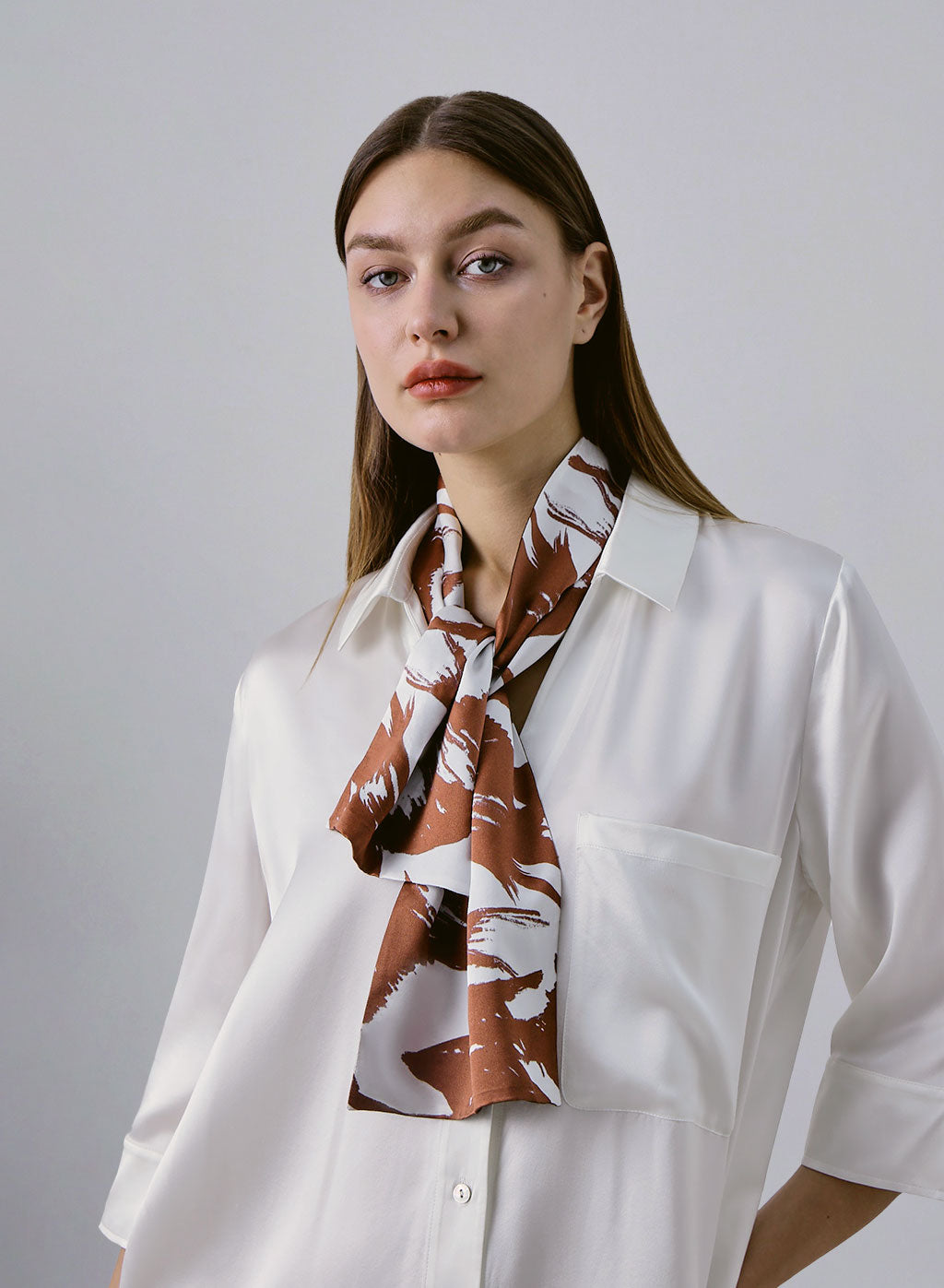 Dusky Brown Silk Scarf image 0