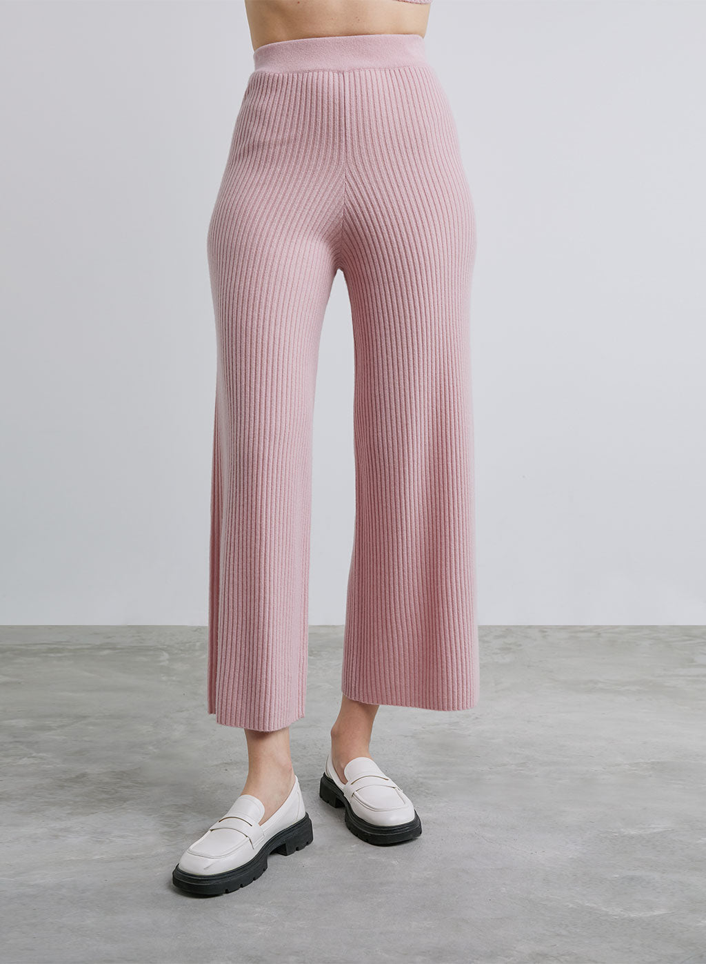 Cashmere Rib-Knit Leisure Bottoms image 1