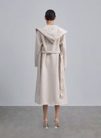 Leather Trim Belted Wool Coat image 1