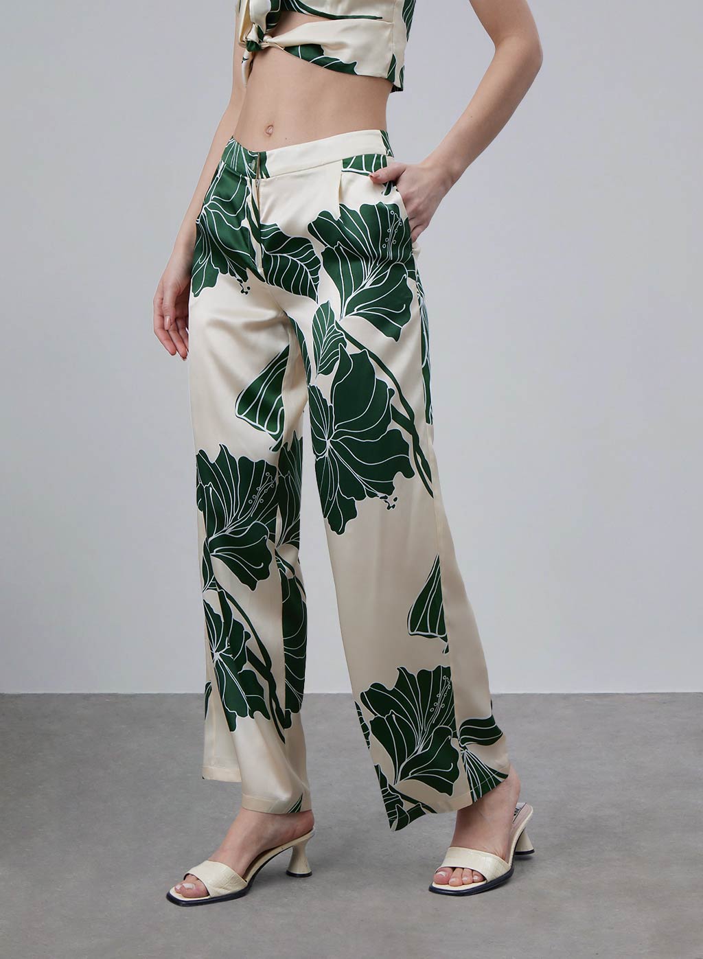 Printed Flare Leg Silk Pants image 2