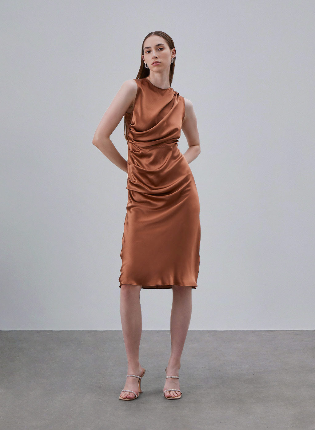 Draped Sleeveless Silk Dress image 0