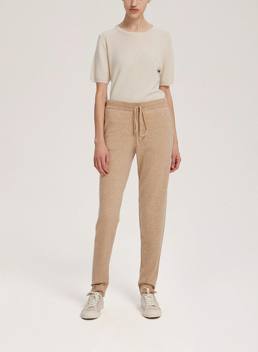 Mid-Rise Wool-Cashmere Joggers - Beige, XL image