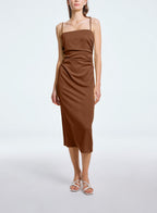 Modern Acetate Blend Slip Dress - Caramel, M image