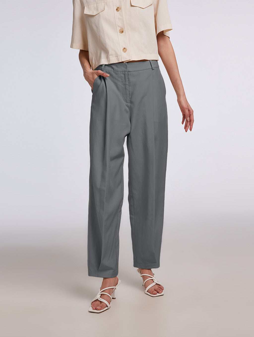 Tailored Full Length Pants - Grey, S image