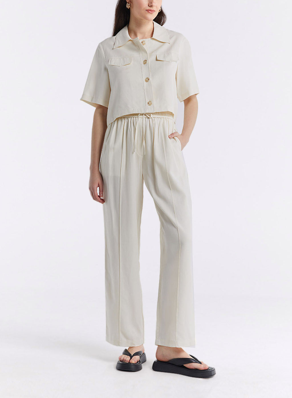 Linen Blend Shirt &amp; Pants Set image 0