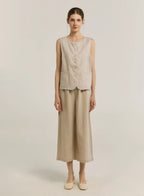 100% Linen Crew-Neck Buttoned Vest image 1