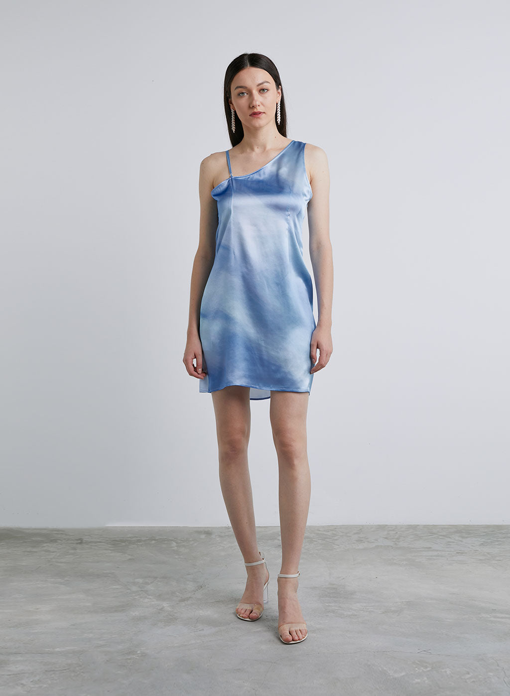 Asymmetric Strap Silk Mini Dress image 0