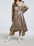 Double-breasted Pure Acetate Tent Coat - Champagne, M image