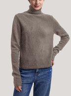 Pure Yak Wool Roll-Neck Fine-Knit Sweater - Vicuna, L image