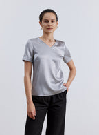 Minimalist V Neck Silk Shirt image 0