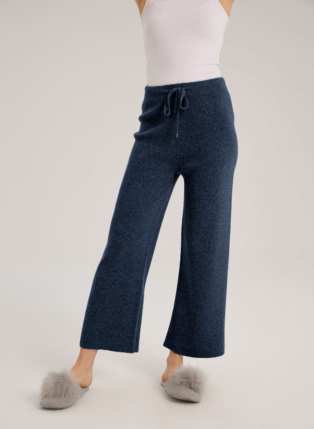 Hadley Drawstring Cashmere-Wool Pants - Azure, L image