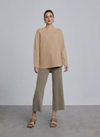 Basic Round Hem Wool Sweater - Light Camel, M image