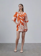 One Side Drawstring Silk Kimono Top image 0