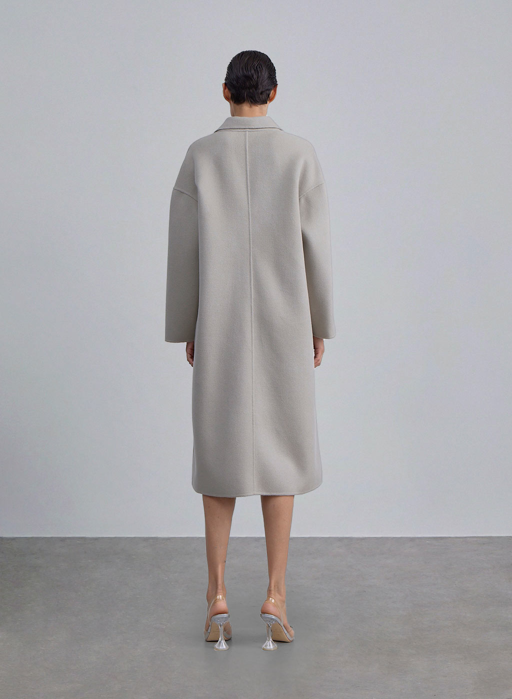 Draped Shoulder Single Breasted Wool Coat image 1