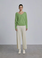 Textured V-neck Cashmere Top image 0
