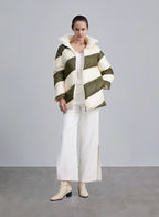 Contrast Color Strips Zip Puffer - Multiple Colour, S image