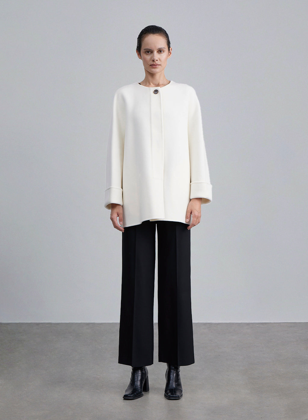 Classy Rolled Cuff Wool Coat image 0