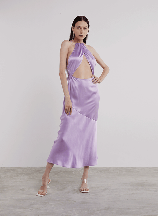 Halterneck Mermaid Silk Midi Dress image 0
