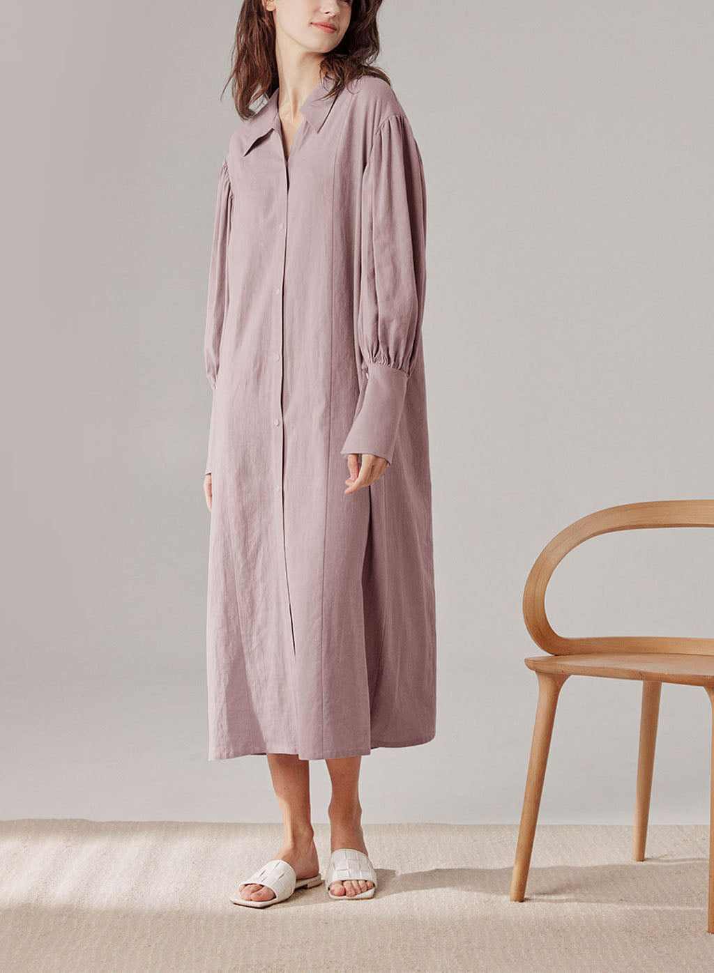 Oversized Shirt Dress - Powder Pink, S image