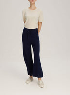 Wide-Leg Wool-Cashmere Trouser With Pocket - Navy, S image