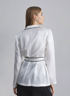 Piping Kimono Silk Blazer image 1