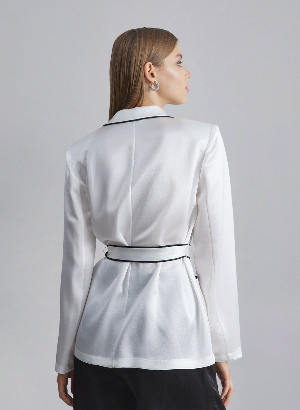 Piping Kimono Silk Blazer image 1
