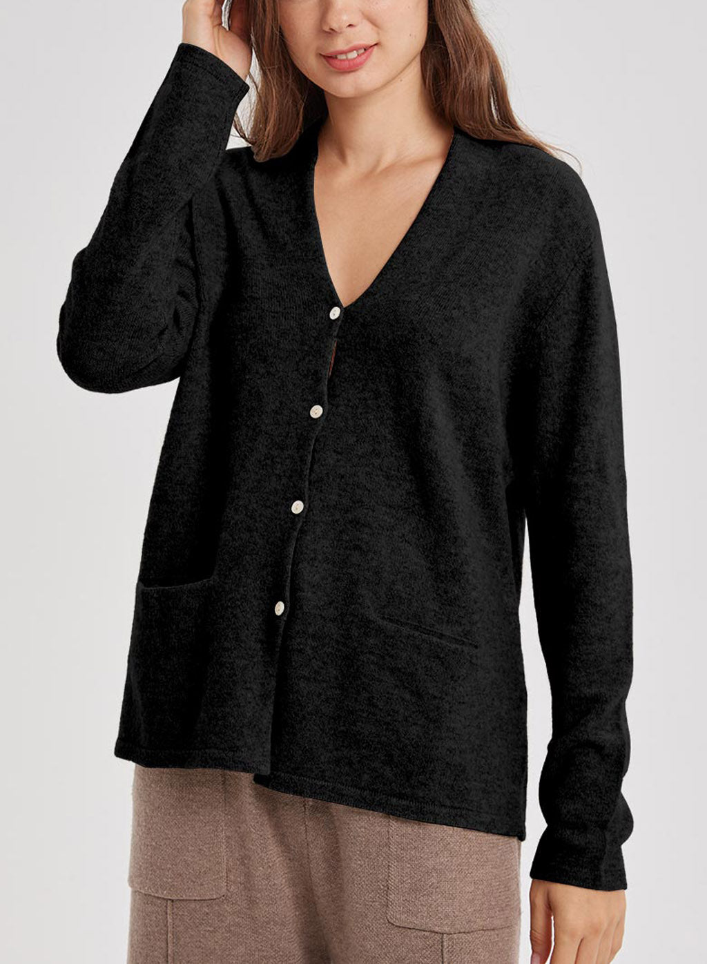 Yak-Wool Pocket Cardigan - Black, XL image