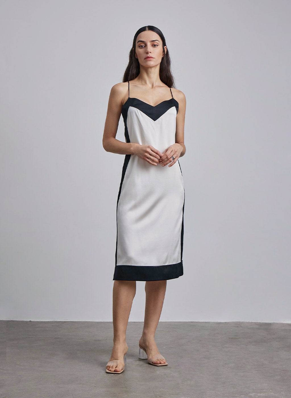 Framed Silk Midi Slip Dress