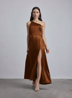 Wicked One Shoulder Silk Maxi Dress