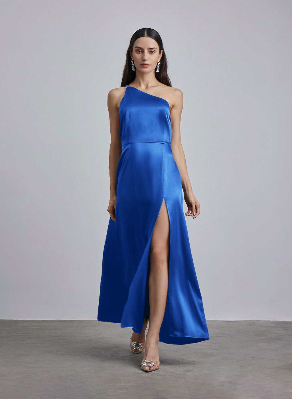 Wicked One Shoulder Silk Maxi Dress
