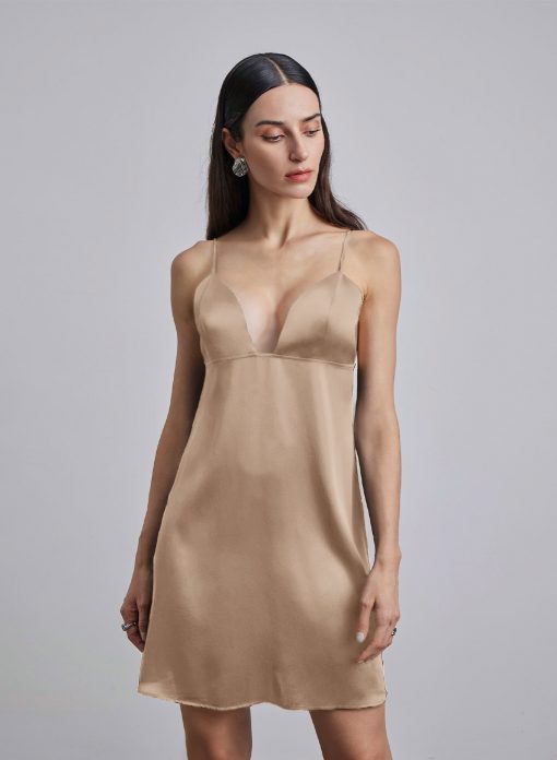 Open Back Silk Mini Slip Dress