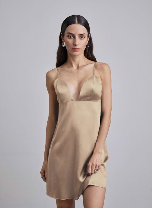 Open Back Silk Mini Slip Dress