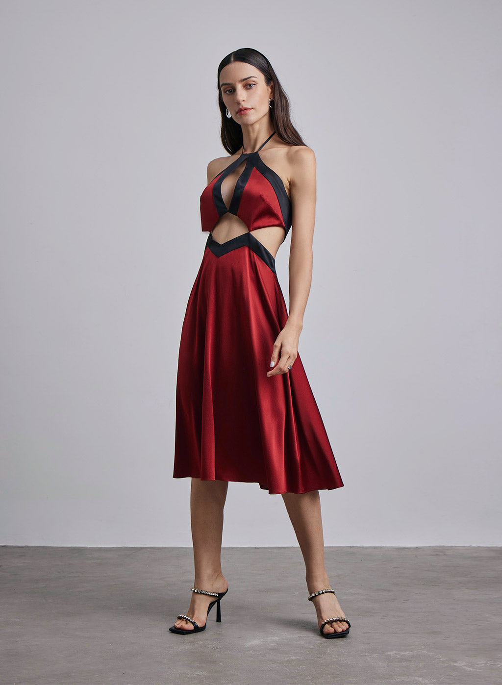 Vampire Cut-Out Silk Halter Dress