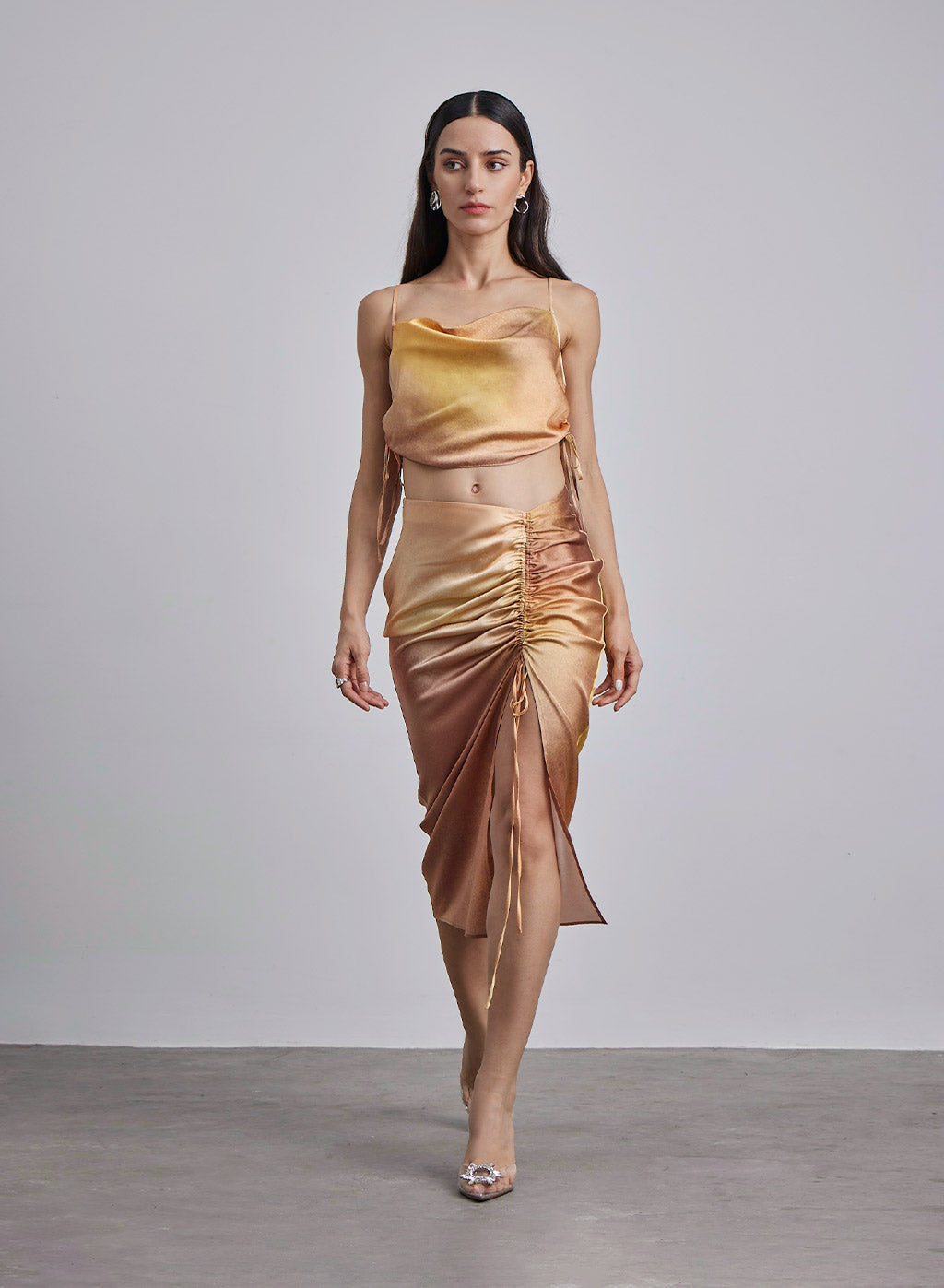 Golden Tala Ruched Silk Camisole