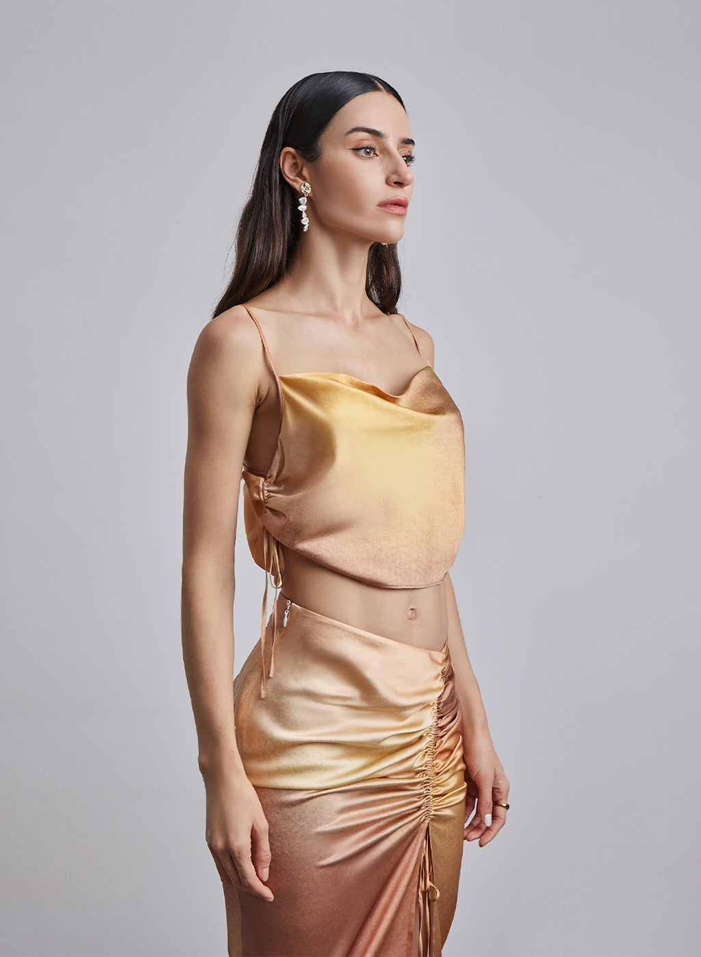Golden Tala Ruched Silk Camisole