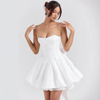 White Bow Swing Strapless Dress image 0