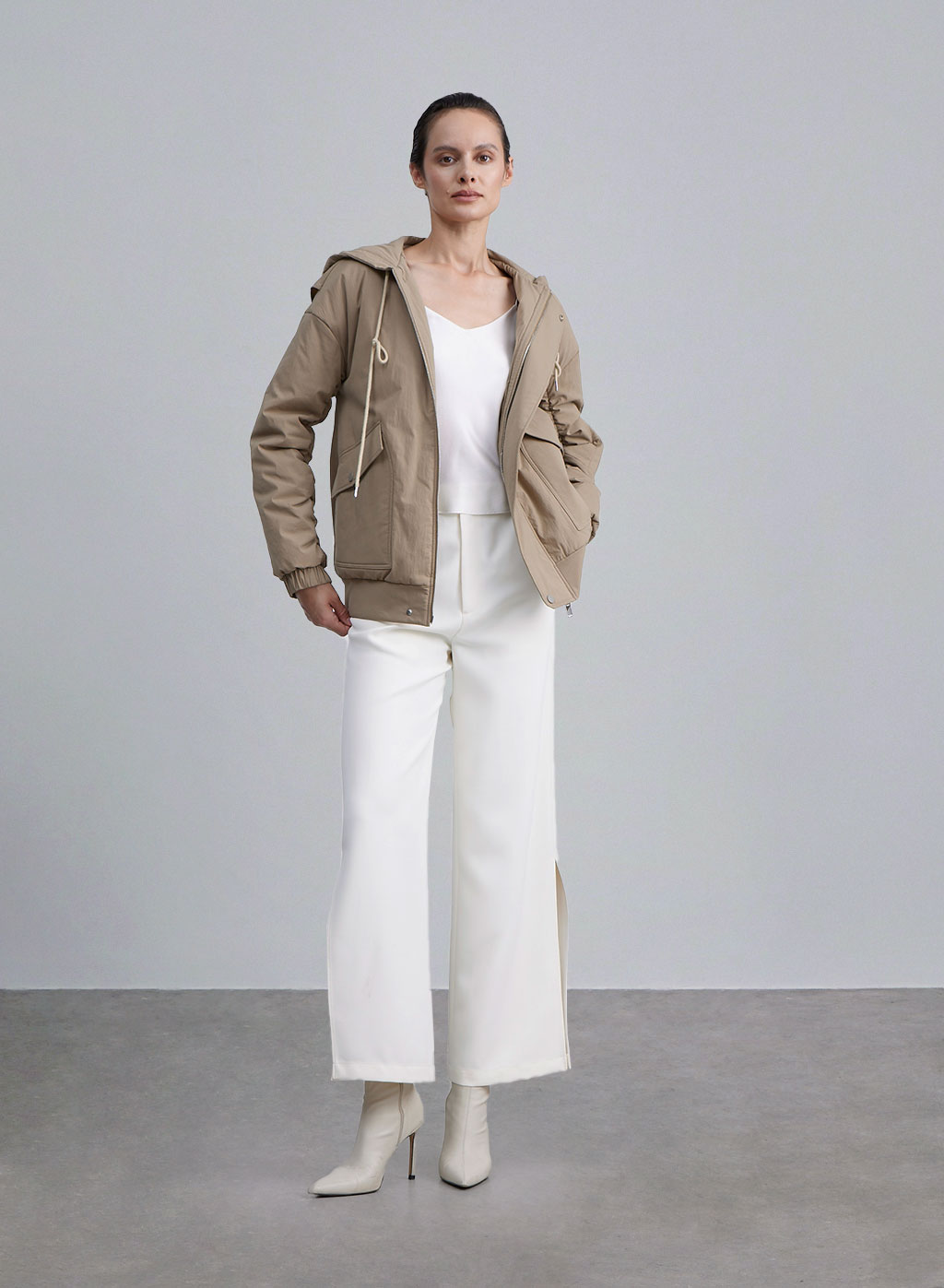 Drawstring Hooded Cotton Coat image 0