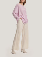 Boatneck Oversized Cashmere Sweater - Powder Pink, L image