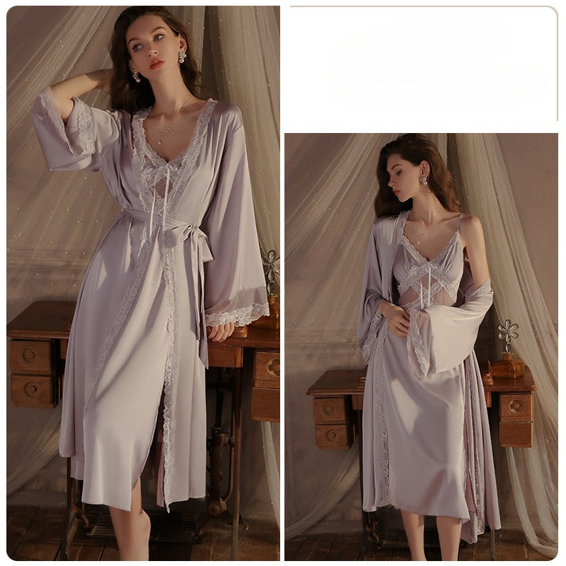 Side slit suspender nightgown
