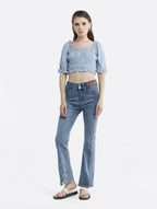 Smocked Puff Sleeve Chiffon Top image 2