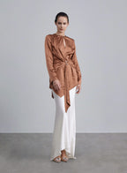 Waist Loop Silk Top - Copper, XS image