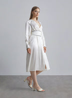Wide Belt Silk Pajama Robe - Ivory, XS image