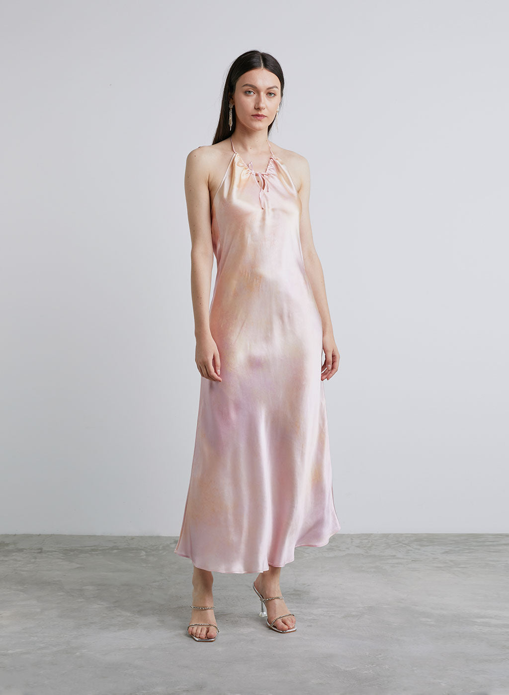 Halterneck Open Back Silk Maxi Dress image 0