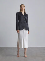 Three-buttoned Silk Redingote Coat - Midnight Black, S image