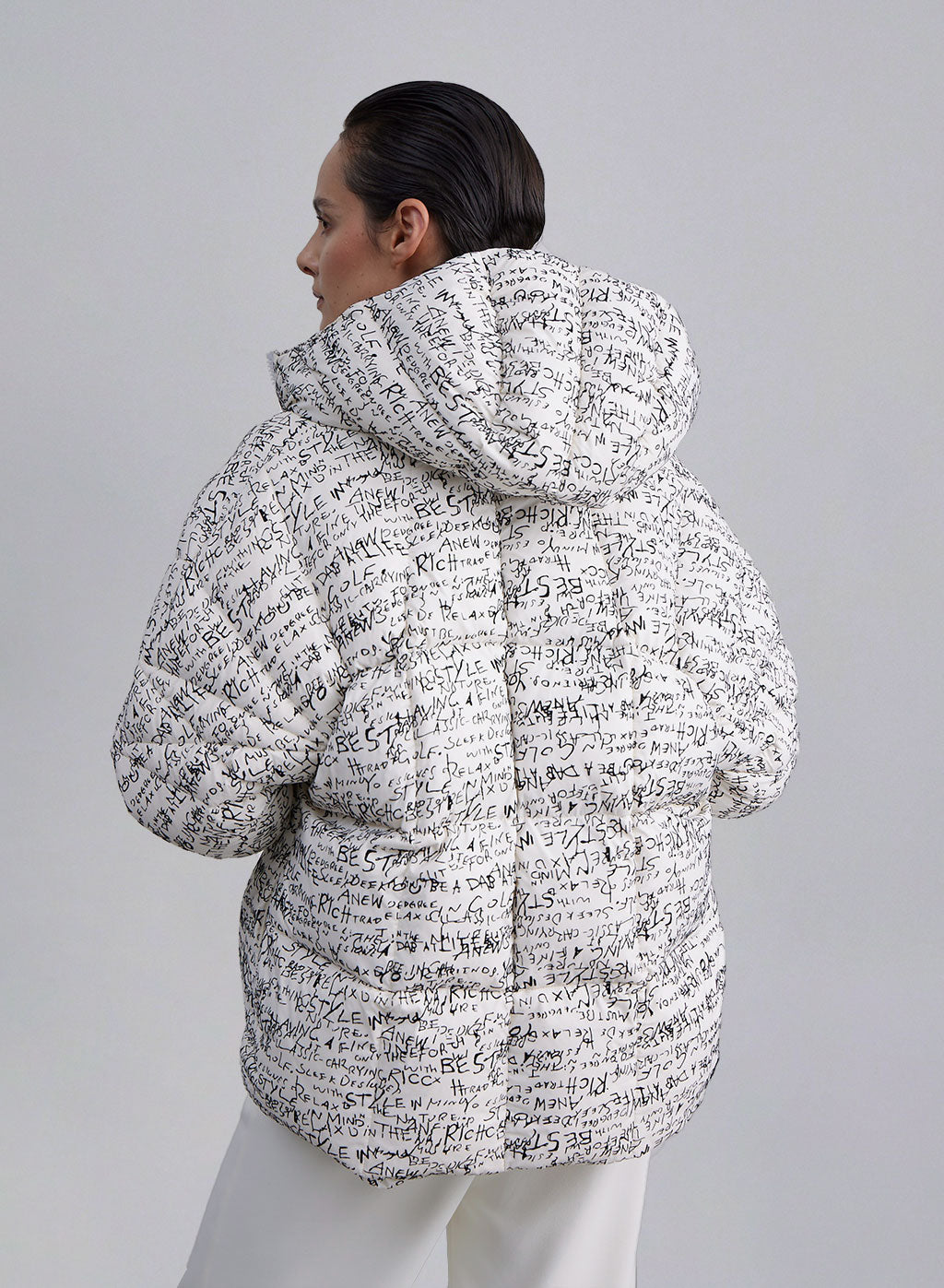 Letter Prints Zip Front Puffer Jacket image 1