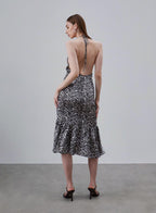 Printed Halter Neck Silk Mermaid Dress image 2
